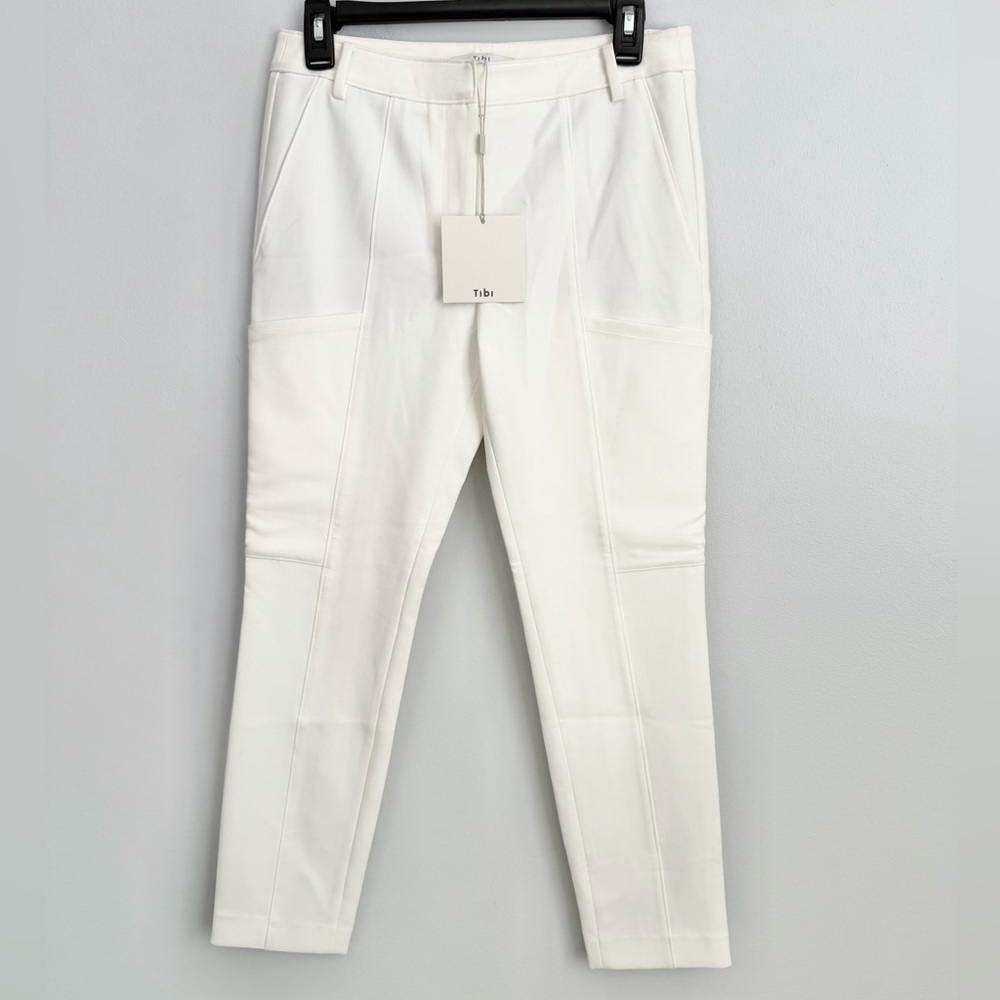 NWT! Tibi Size 2 • White Ivory Trouser Pants Leg Slit.